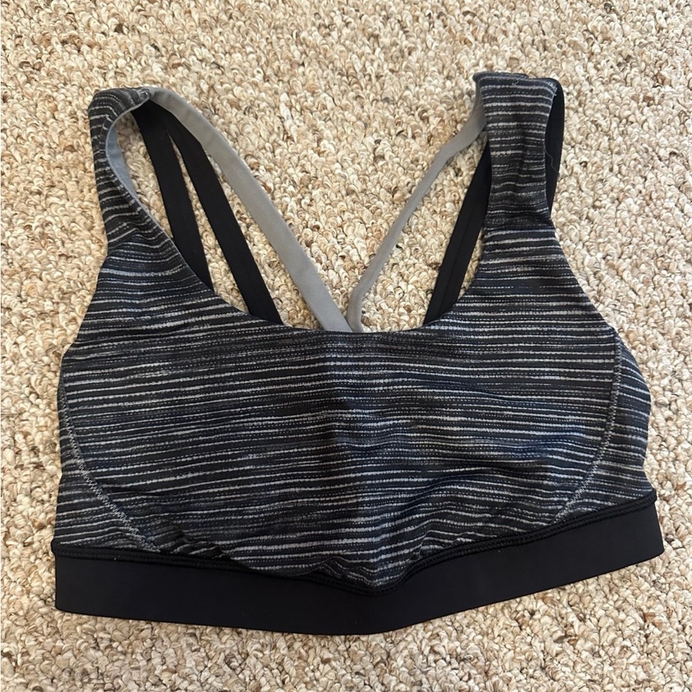 black and grey lululemon sports bra
size 4